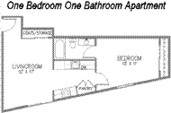 1 Bed, 1 Bath - Floor Plan of Apartment in Longview WA